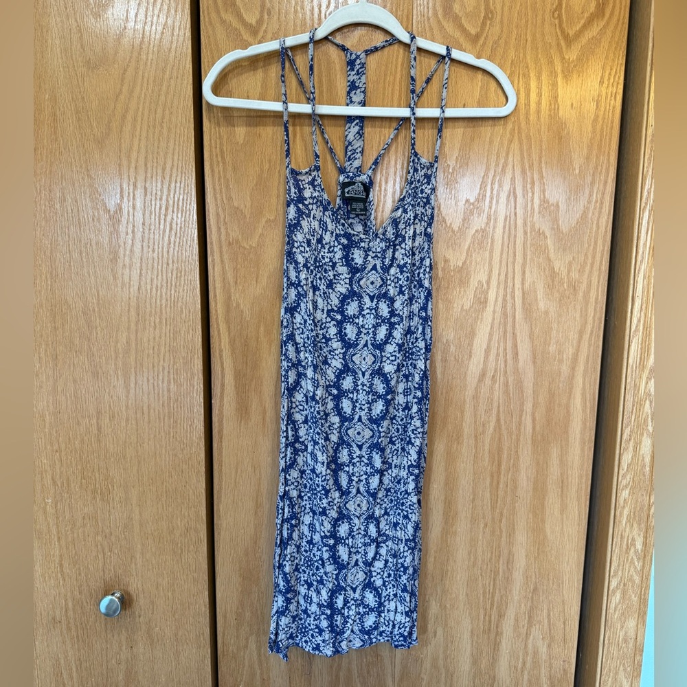 Blue and Tan Mini Dress